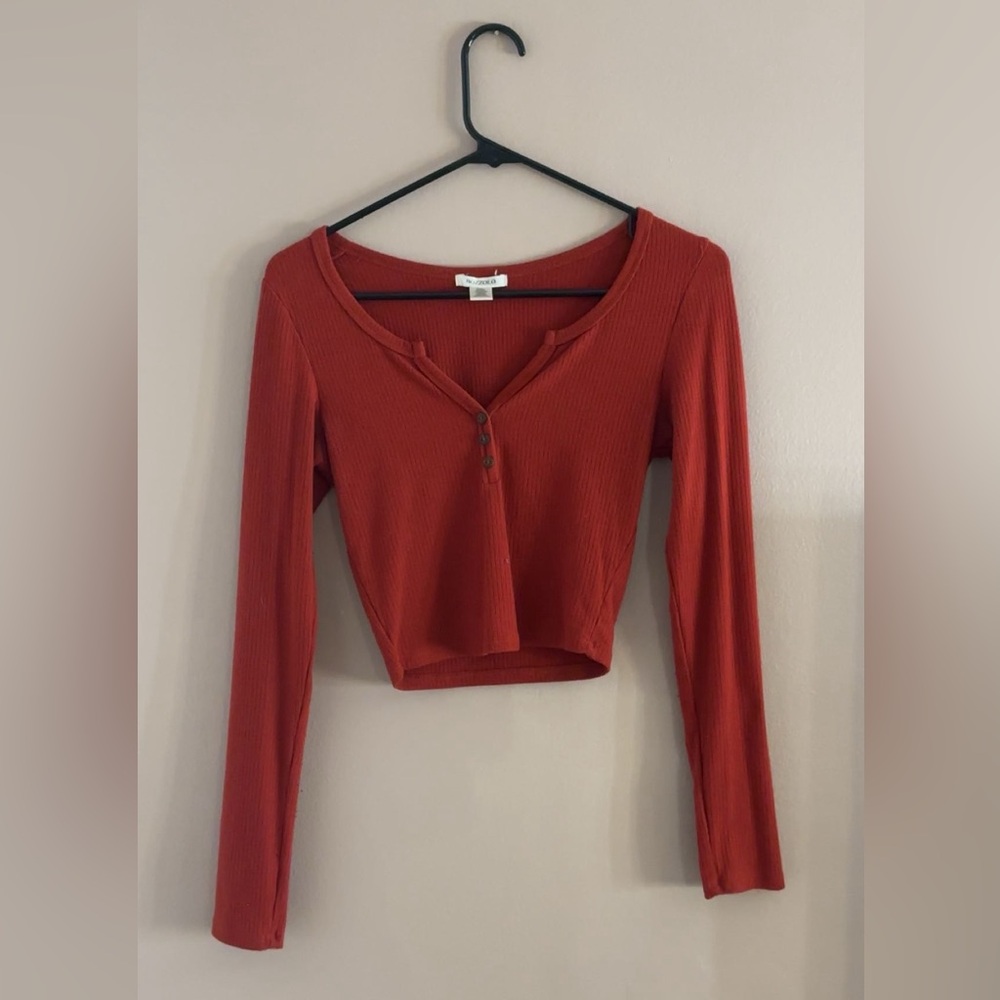 Bozzolo Brown Fitted Crop Blouse